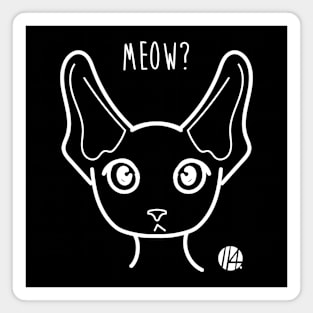 Meow - curious cat - negative version Magnet
